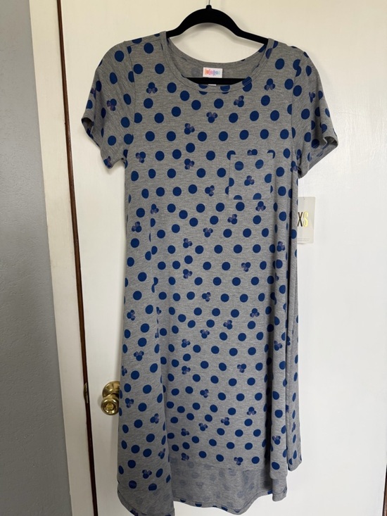 LuLaRoe Dresses & Skirts - LuLaRoe Grey Dress with Navy Polka Dots